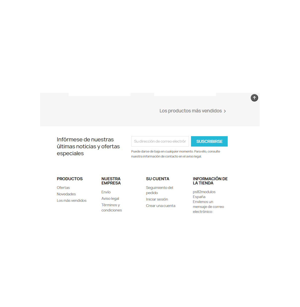 Complemento Prestashop - Deslize para o topo