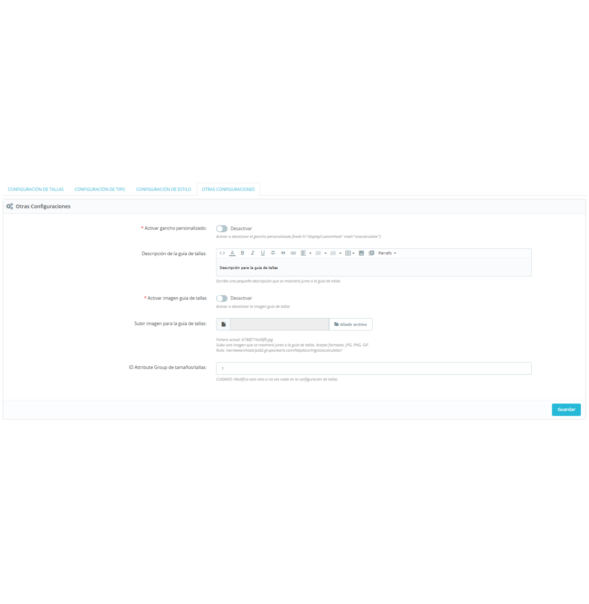 Addon - Your ideal size