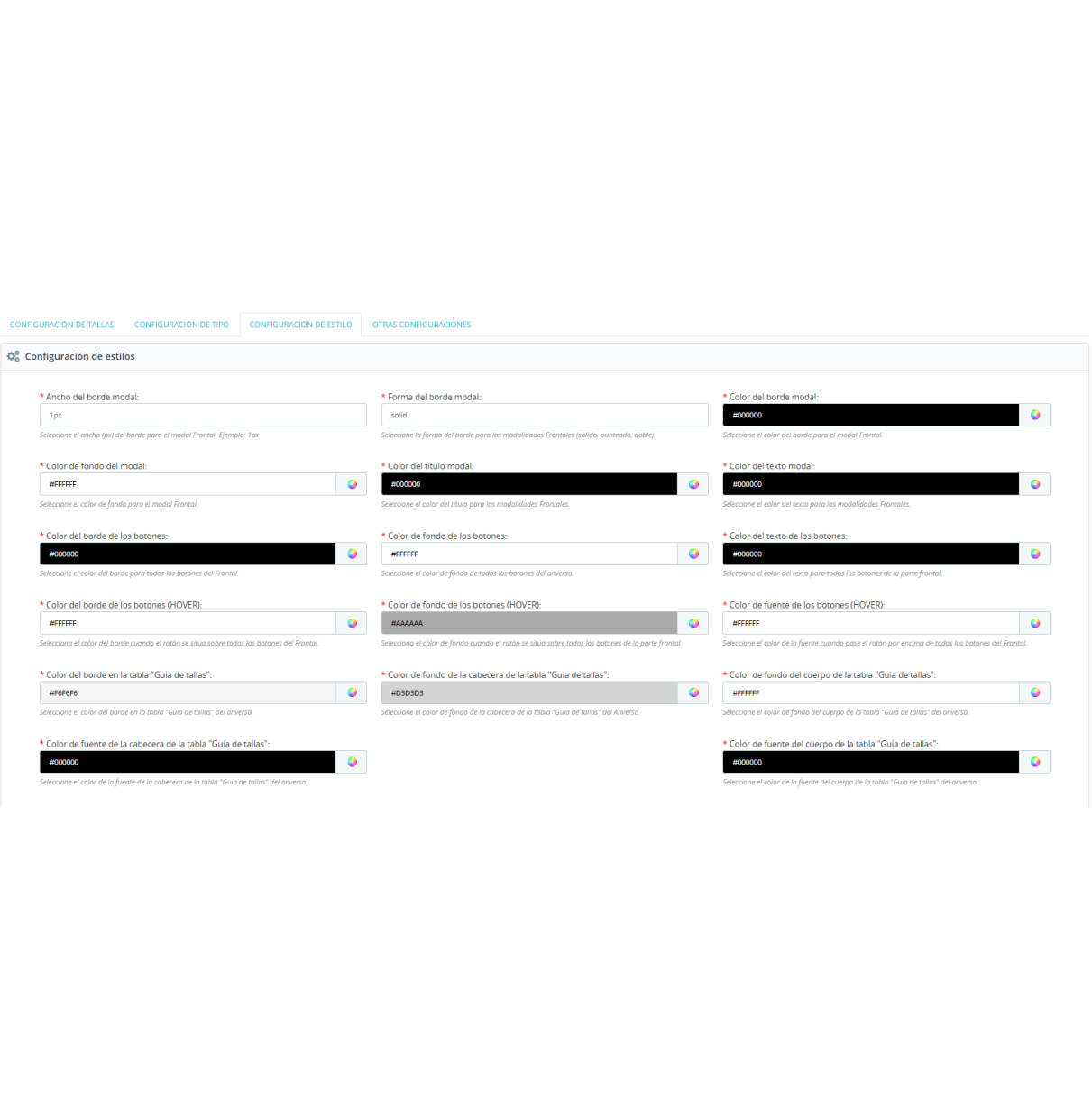 Module complémentaire - Trouvez votre taille