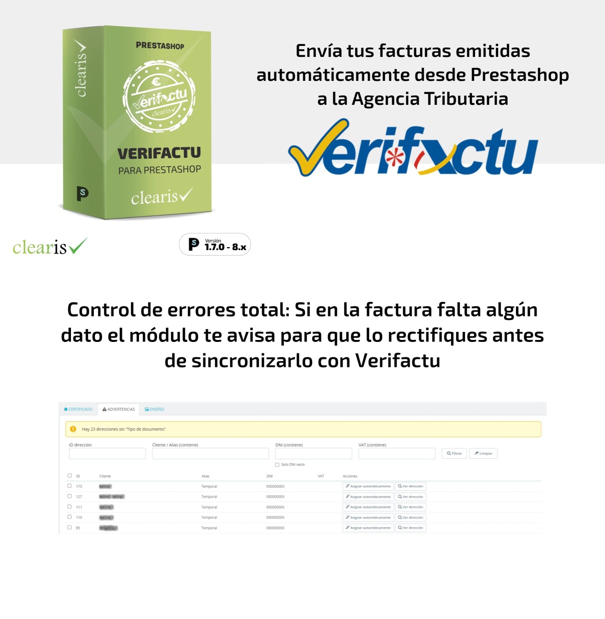 Addon VERIFACTU para PrestaShop - Clearis