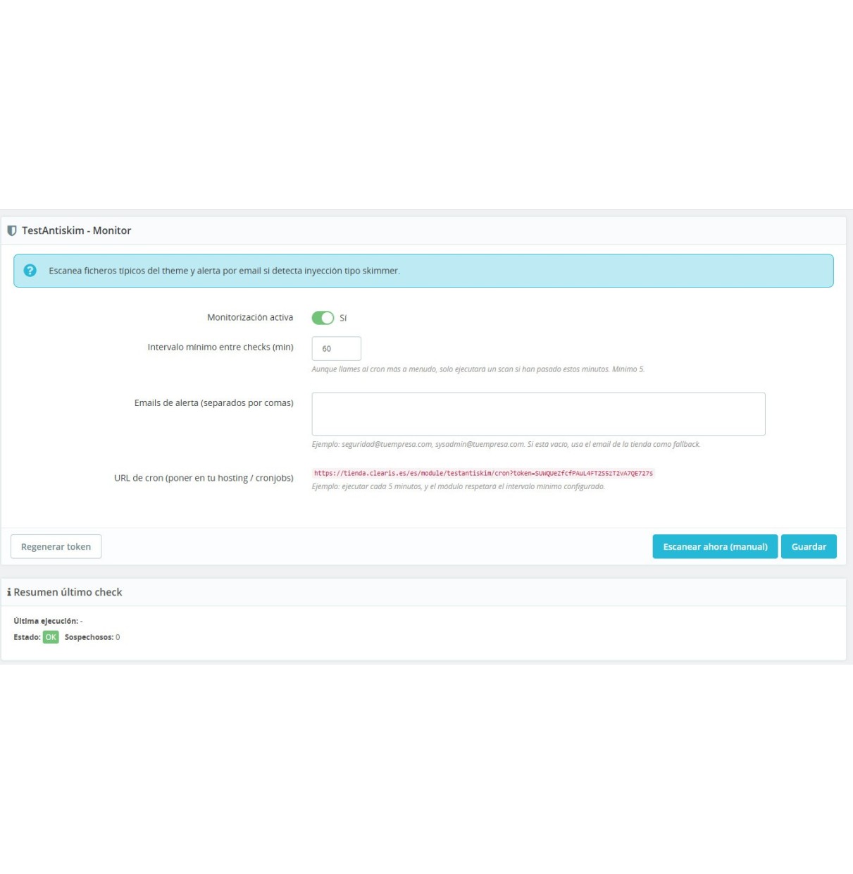 Addon Prestashop - Monitor Anti-Skimmer
