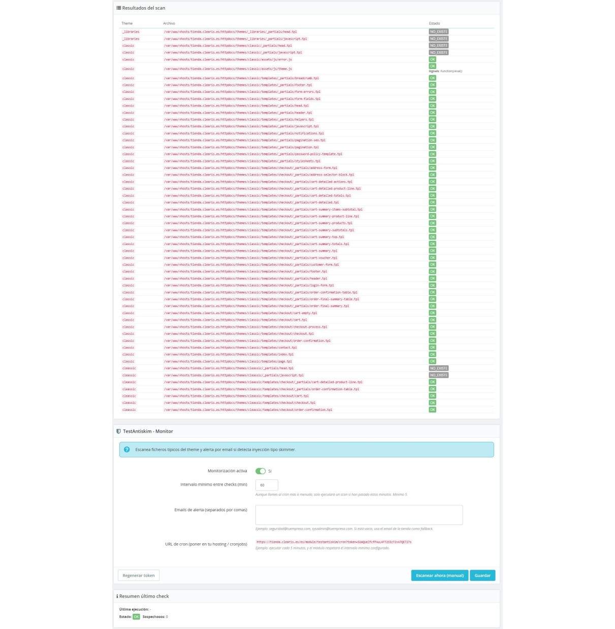 Addon Prestashop - Monitor Anti-Skimmer